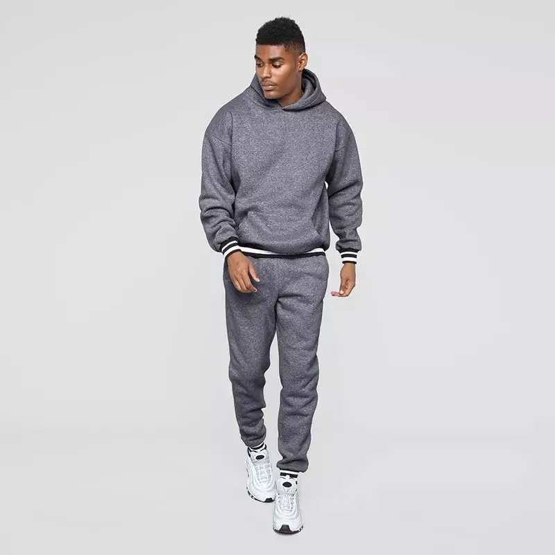 Streetwear Slim Fit Jogging Tracksuit For Men Hoodie Sets Unisex Custom Embroidery Logo Plain French Terry Two Piece Tracksuits