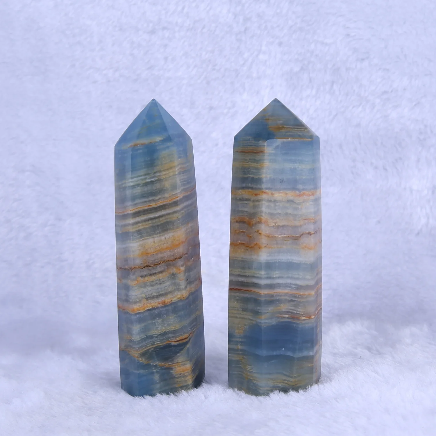 Wholesale Natural Crystal Crafts Healing Stone Blue Onyx Points Crystal Towers For Home Holiday Decoration Gifts