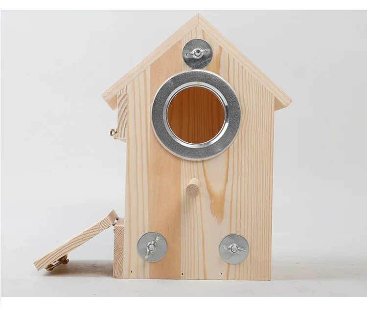Modern Hanging Wood Birdhouse Kids Natural Wooden Bird House Outdoor