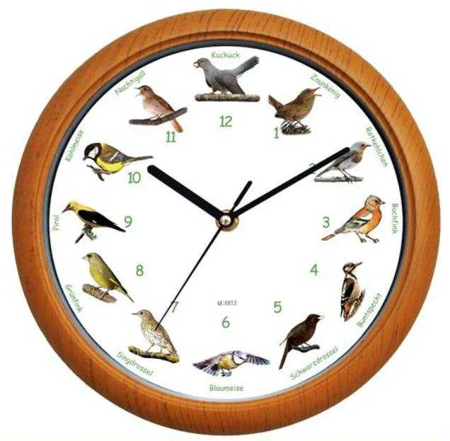 12 inch bird singing musical plastic wall clock bird sound alarm clock
