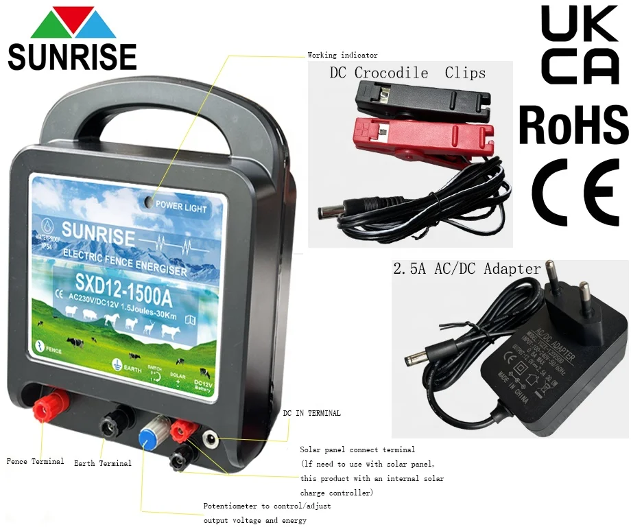 12V/230V Battery and Mains Power Supply Electric Fence Energizer Farm Special Electric Fence For Animal Captivity