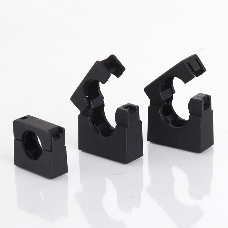 Black Color Conduit Clamp Bracket nylon PA66 Plastic Pipe Mounting Flexible Bracket for PVC Corrugated Flexible Conduit