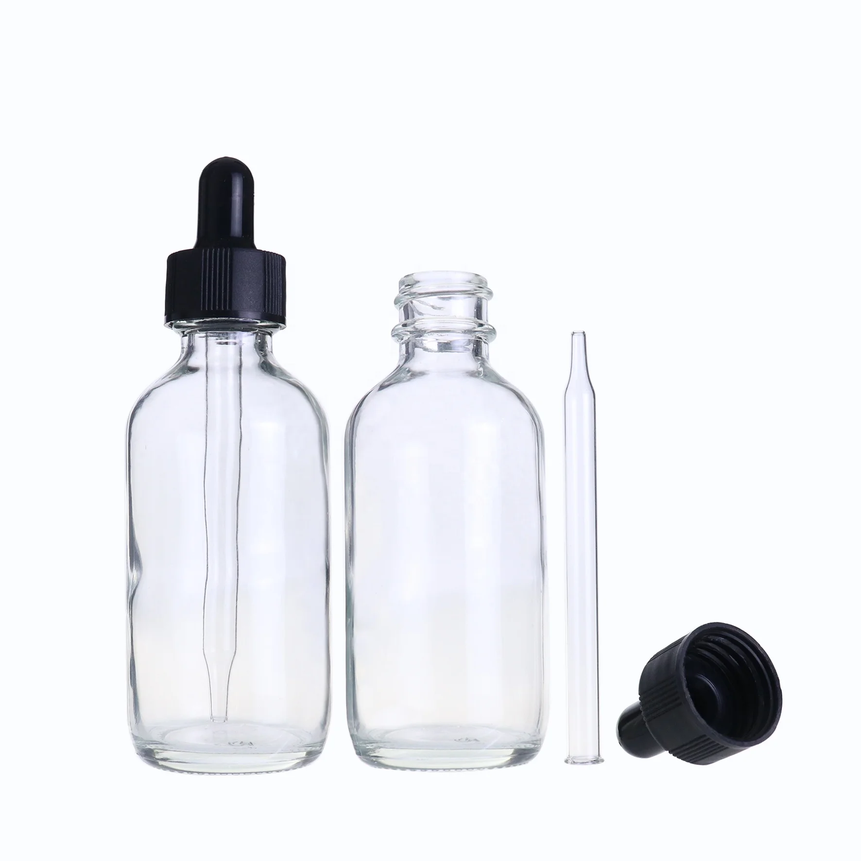 1oz 2oz 30ml 60ml Boston Amber Clear serum oil Glass Dropper Bottles With Pipette