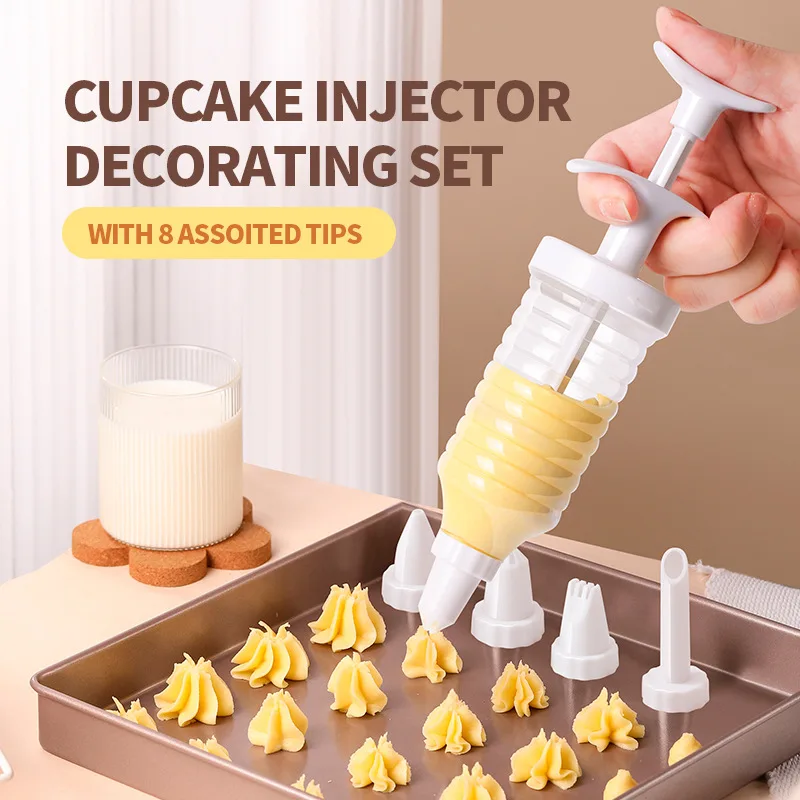 Set 8 Household DIY Baking Tools Kitchen Accessories including Silicone Cookie Decorative Gun Biscuit Hand Pressing Dough