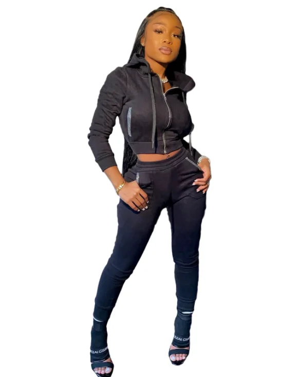 Оптовая продажа с фабрики, осень 2021, толстовка со стразами и логотипом на заказ, женская одежда, высококачественный костюм с длинным рукавом и капюшоном для бега