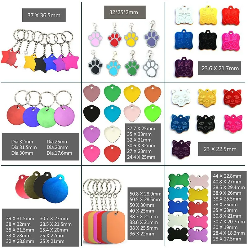 Wholesale Custom Blank DIY Craft Pet ID Tag Pendant Dog tag Aluminum Stainless Steel Metal Dog Tags with Chain