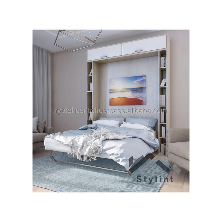 Home furniture transformer wall bed with side shelves top quality modern technology furniture folding beds 2000x900 mm