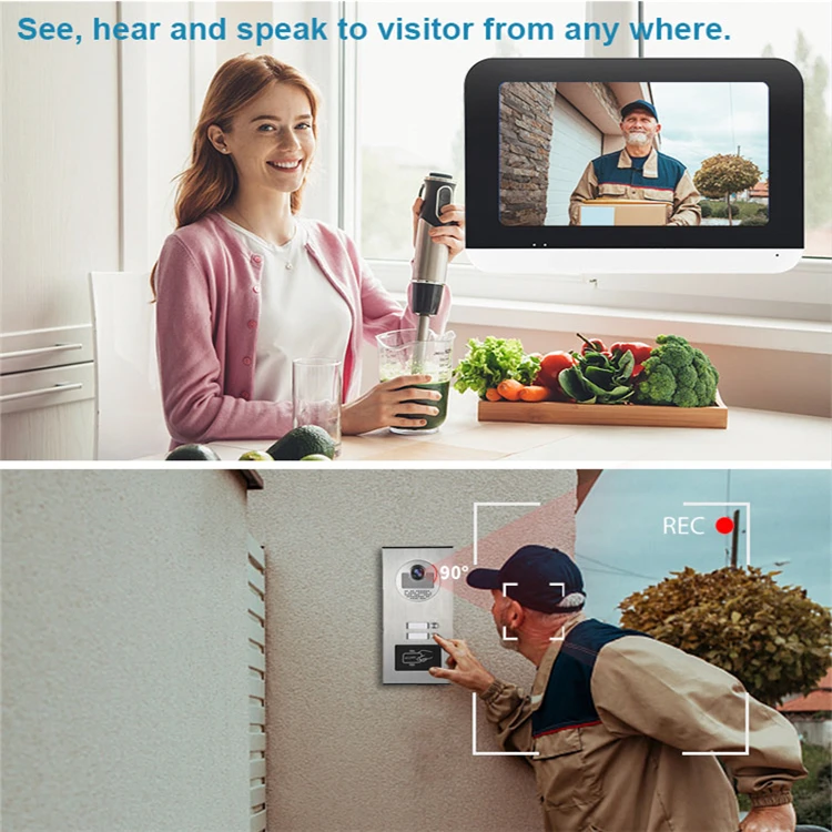 2 Buttons for Multifamily Factory Direct Doorbell with Waterproof Camera 7-inch Touch Monitor video Intercom System