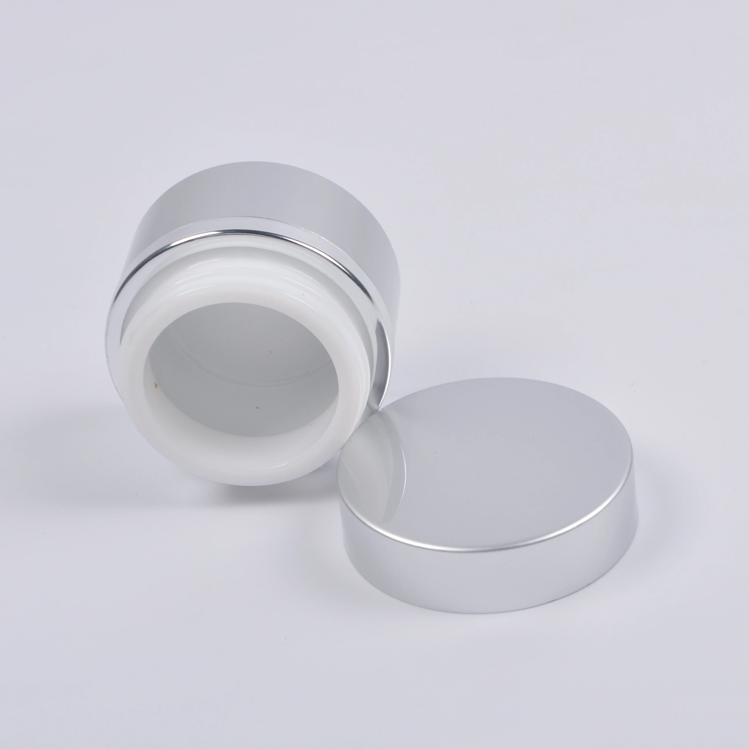 Matte Silver Aluminum Luxury ceramic cosmetic Cream Jars jar green cosmetic jar