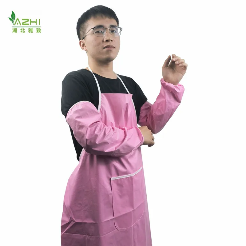 Disposable microporous Apron Barber industrial Apron Non Woven SF Anti-dust Suit Painting pink aprons