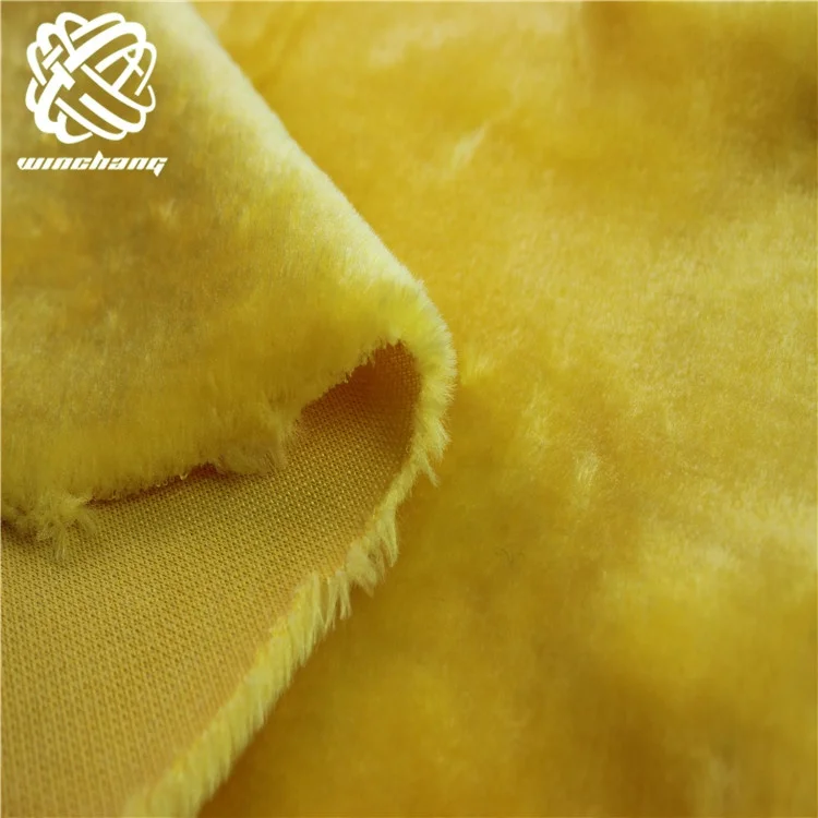 China Manufacturer Wholesale Faux Fur Yellow 10mm 100%  Polyester Boa Plush Faux Fur Lining Fabric