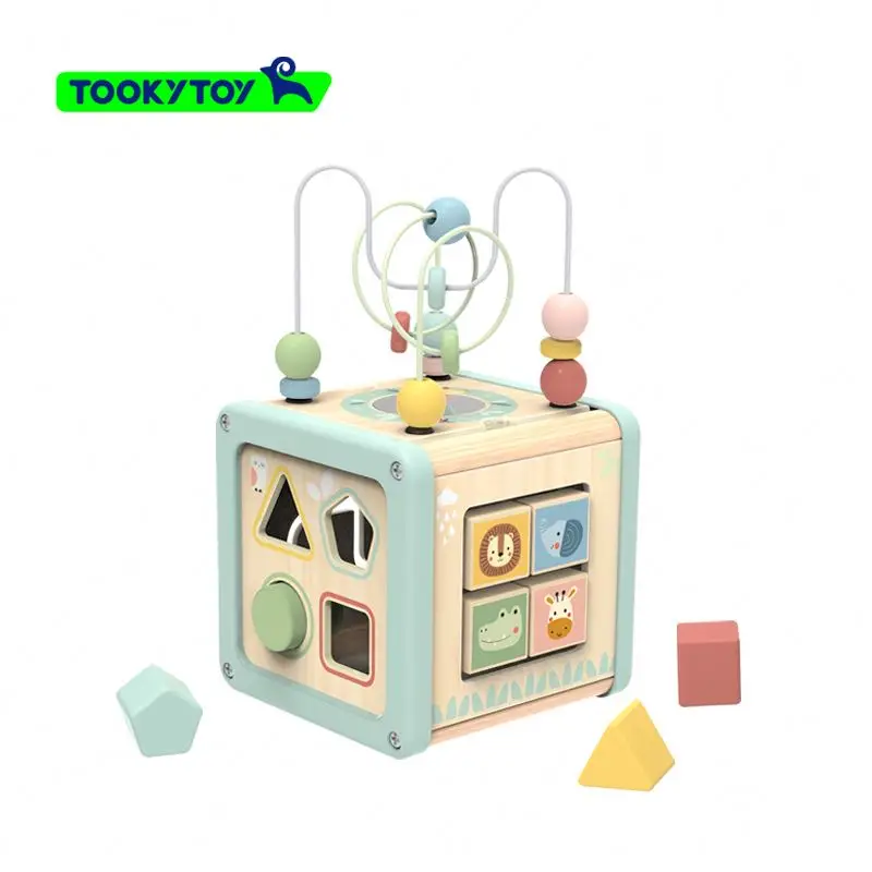 Activity cube Beaded Toys for kids Educational Circles Bead Wire Maze gear building block Shapes Matching Graphic Cognitive Toys