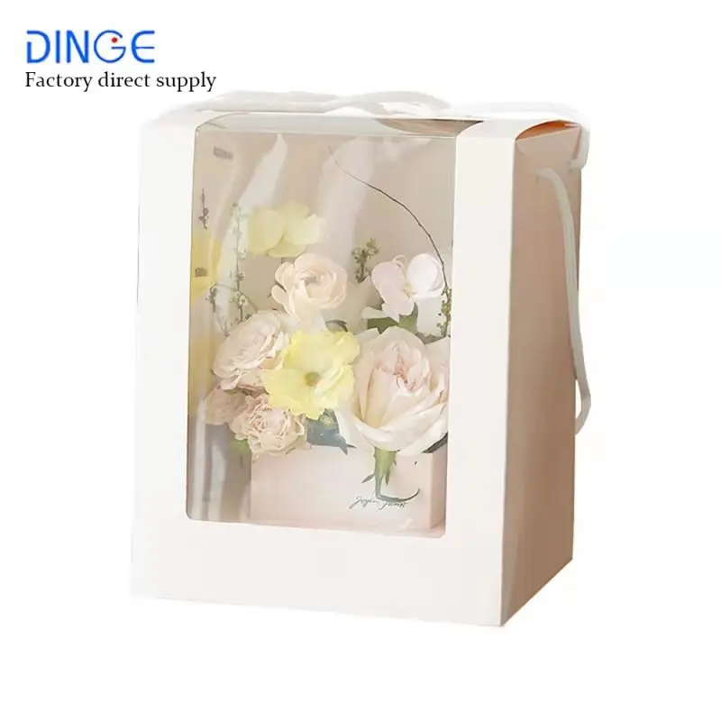Flower Box Mothers Day Cardboard Wholesale Square Clear Pvc Boxes for Flowers Bouquets Rose Packaging I Love Mom Flower Box 50