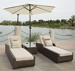 Wholesale Popular Outdoor Furniture Patio Sun Loungers 2 Chaise Lounge Set Aluminum Fabric Swimming Pool Sunbed
