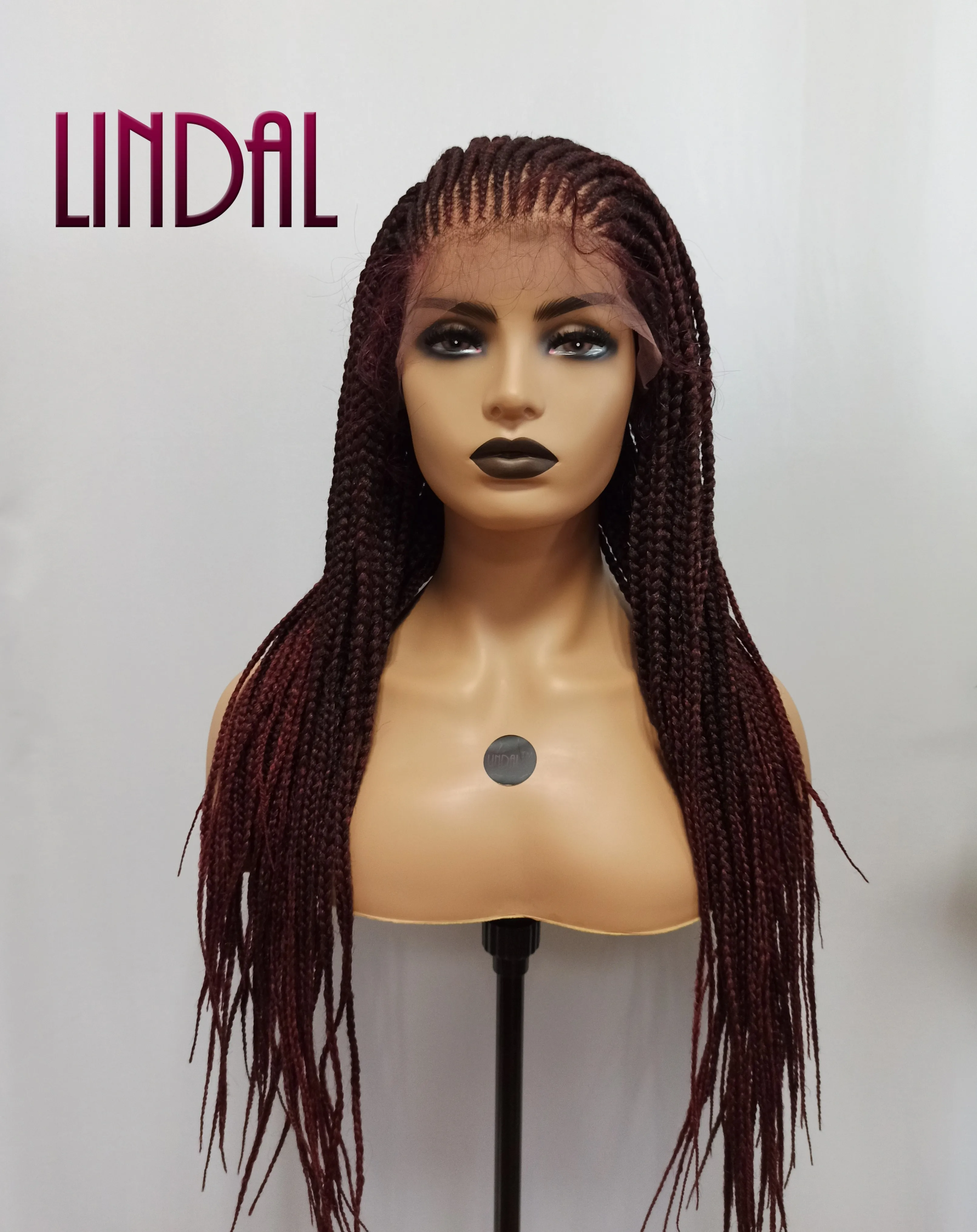 LINDAL hot sale 24 inch synthetic hair braids wig 1/99j, 1/30, 1B color long braid lace front hair wigs