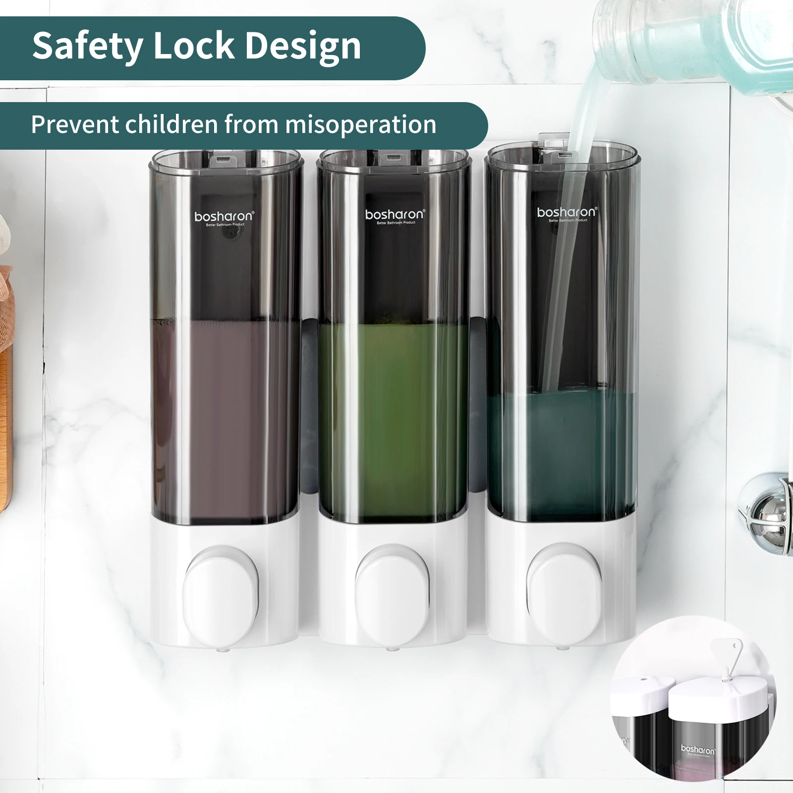 Wholesale factory China wall mounted soap dispenser luxury white plastic hand press manual shampoo conditioner soap dispenser