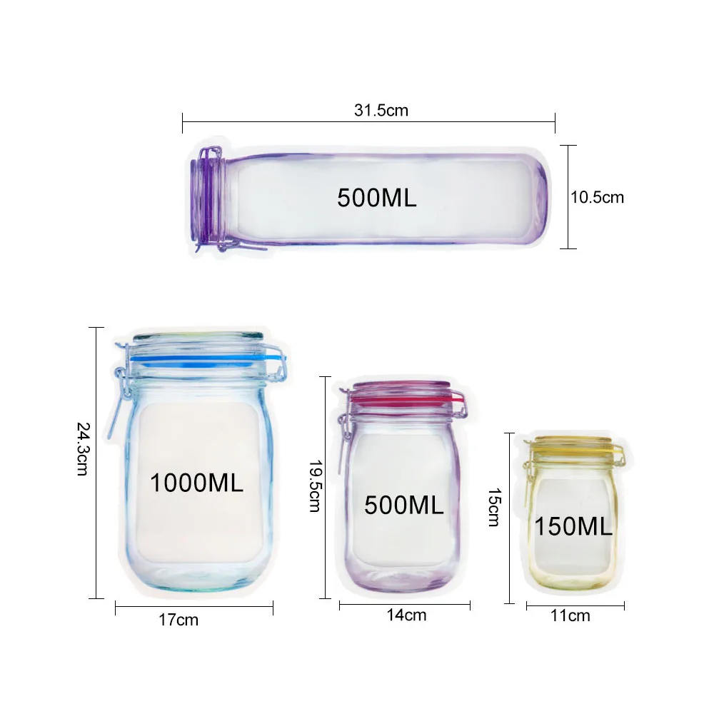 In Stock Mason Jar Bag Food Grade Food Packing Zipper Lock Stand Up Pouch