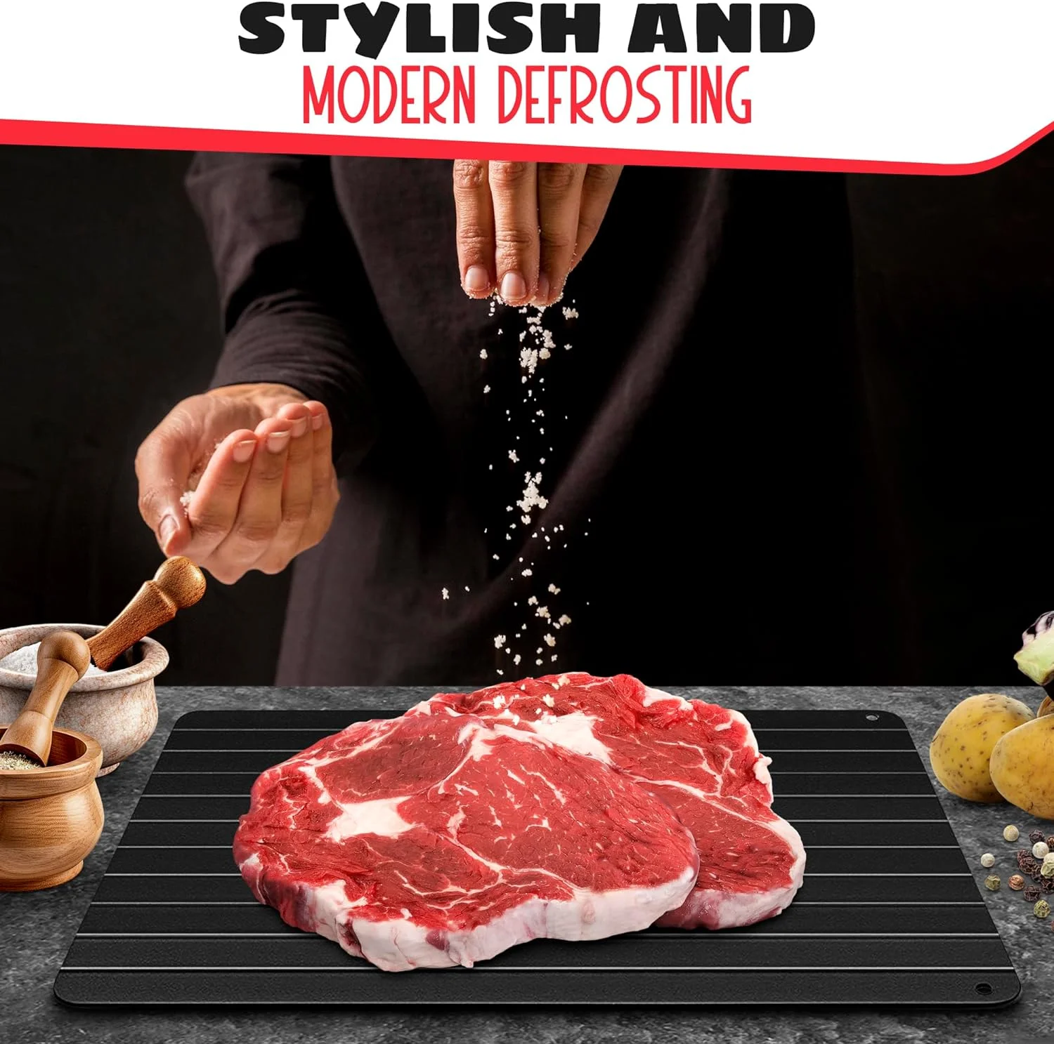 Quick Defrosting Tray for Frozen Meat - Rapid Thaw Defrosting Tray Kitchen Gadgets for Home Thawing Plate - Thawing Tray for Fro