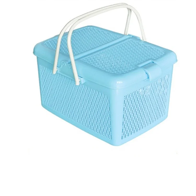 wholesale supermarket plastic shopping basket with lid pet basket with lid