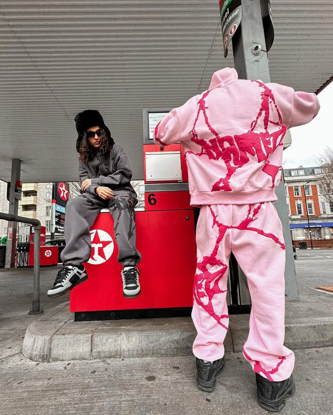 Fashion Streetwear Puff Printing Hoodie Pants Hip Hop Zipper Jacket Sweats Tracksuit Stacked Flared Mens Two Pieces Jogger Set