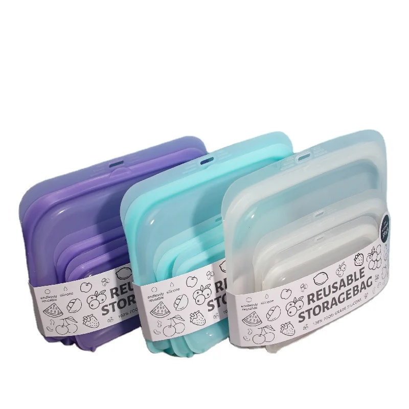 Leak-Proof Reusable Portable Sealed Food-Grade Silicone Storage Bag Snack Bag Refrigerator Oven Safe