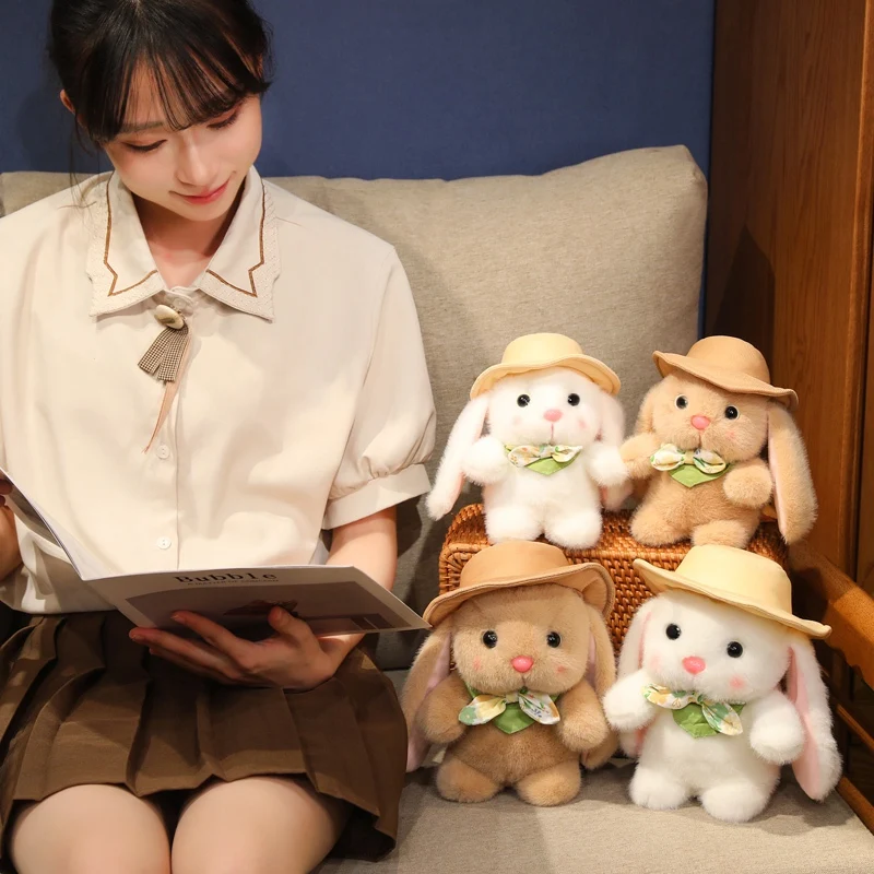 Custom Kawaii Plush Toy Bunny Stuffed Animal Plush Easter Long Eared Bunny Super Soft Cartoon Plush Toy Bunny Kids Gifts