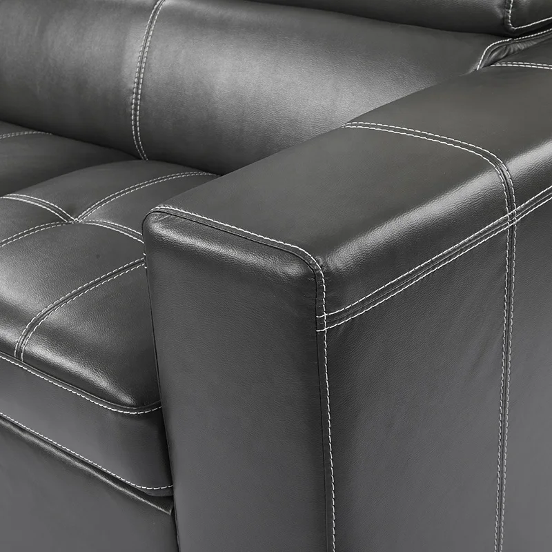 Tianhang Furniture texture dull black leather headrest living room sofas 2 seats+ chair sofa bed with storage