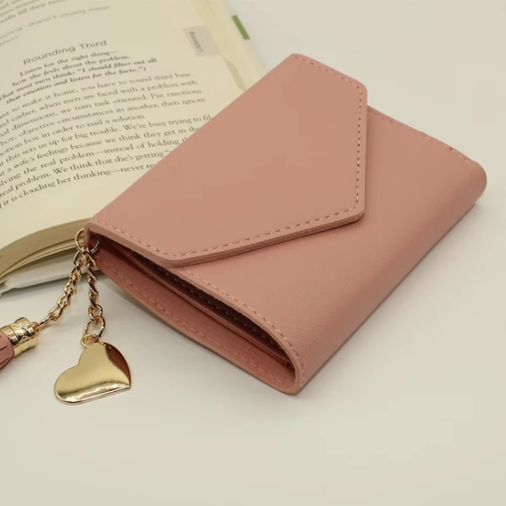 Wholesale Slim Card Holder Leather Wallet Purse Tri Fold PU Leather Tassel Ladies Wallet