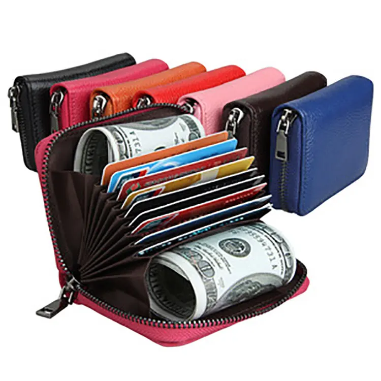 Genuine Leather Wallet Girls Coin Purse Card Holder Wallet Women Leather Wallet For Women Purses With Clear PVC Windows