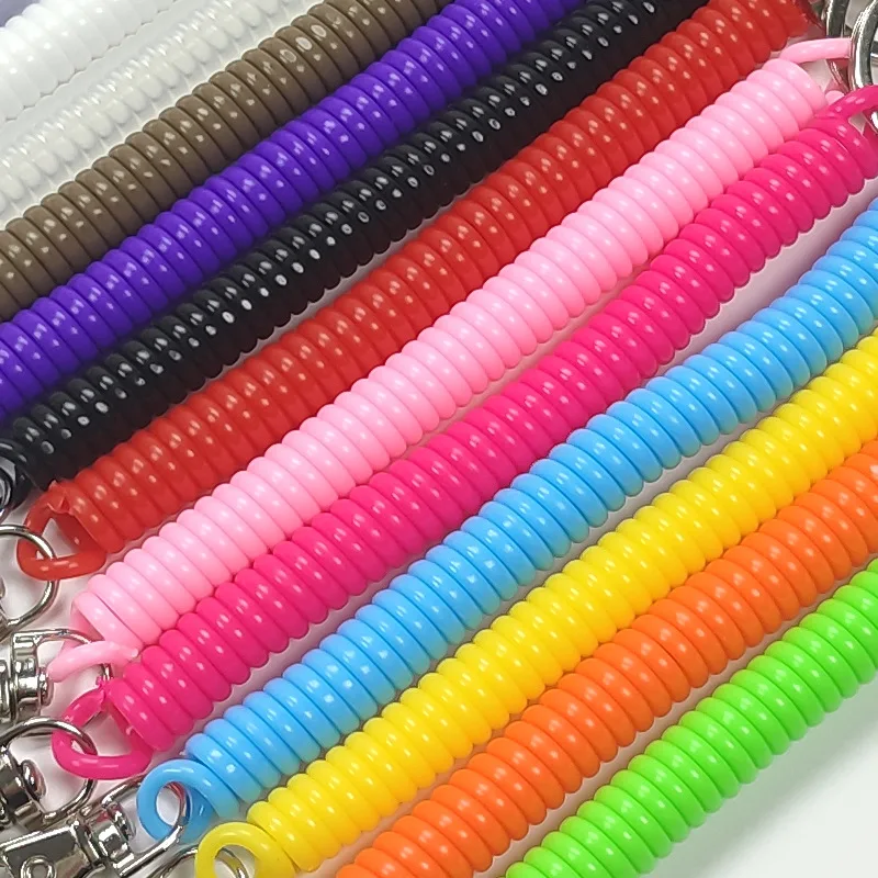Wholesale EVA Plastic Anti-Lost Metal Carabiner Keyring Wrist Coil Key Cord Clasp Spiral Stretch Keychain Spring Rope Key Ring