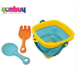 Summer outdoor sand game baby bathroom folding silicone beach bucket toy