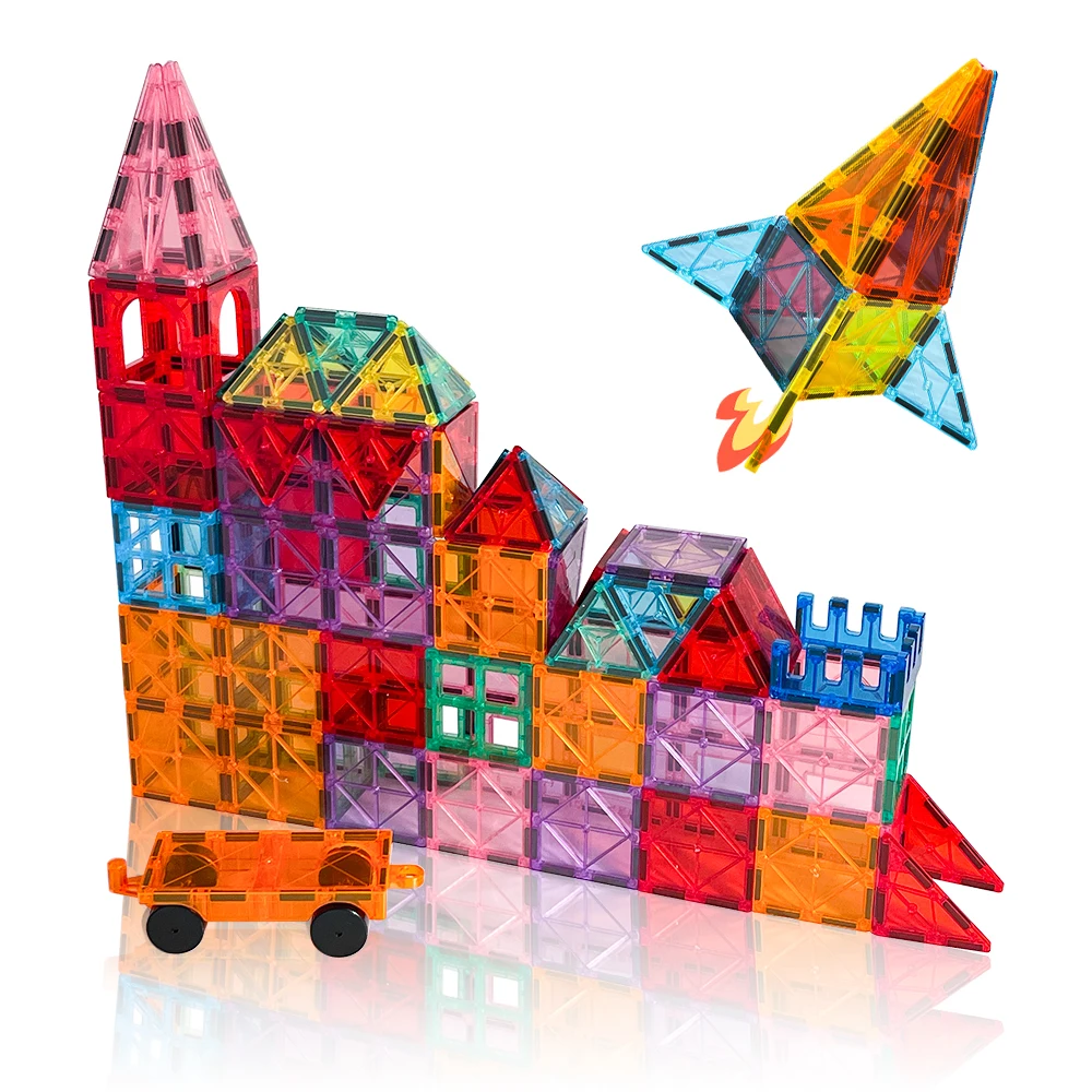 New Design 120 pcs High Quality Magnetic Tiles Colorful Magnet Toys Educational Magnetic Building Blocks