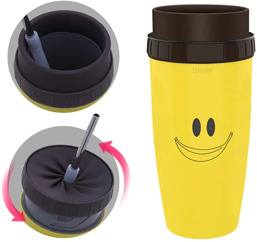 PROKTH Twizz Travel Mug with Unique Twist Leak-Proof Design Lidless Silicone Membrane Twist Sippy Cup,12 Ounce Double Walled Ins