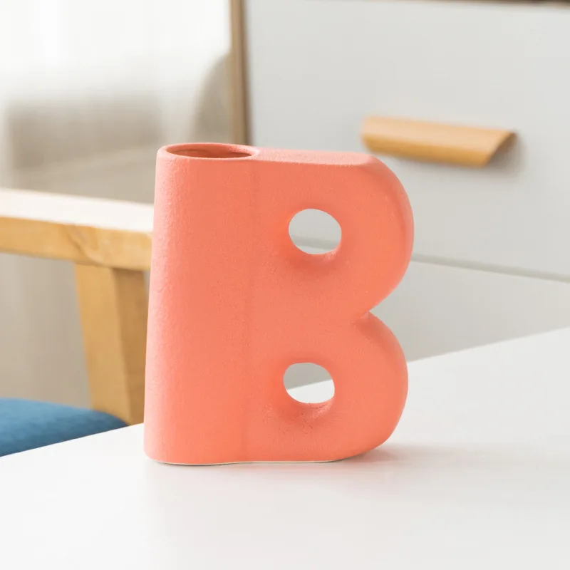 European ceramic vases frosted letters AB ornaments retro large caliber matte
