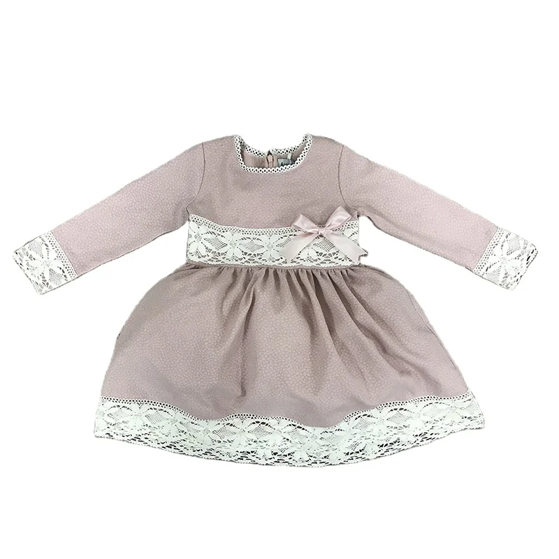 children girls dresses Elegant Clothing Children Lavender Vintage Frocks Girls Crochet Lace Party Dress Kids Girl Winter Dresses