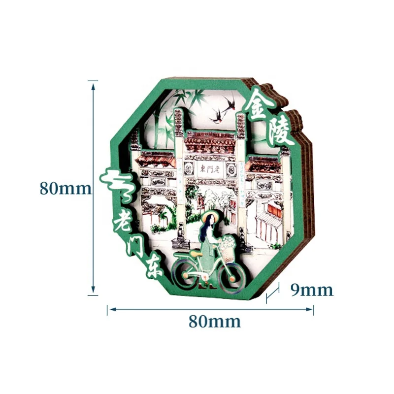 New style laser cutting wood fridge magnet customised UV printing wooden hexagon fridge magnet