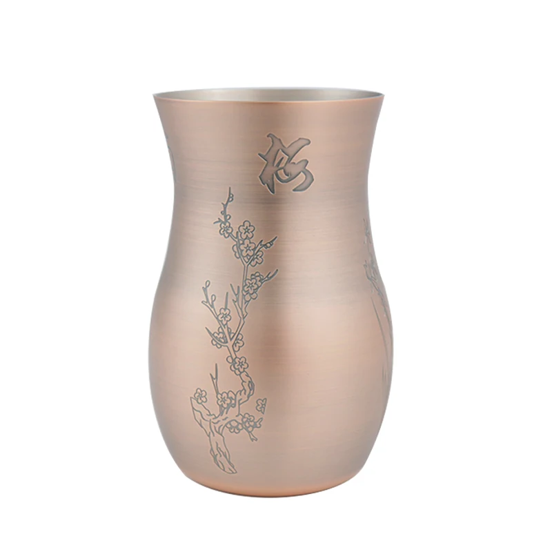 304 Stainless Steel 550ml Wine Decanter Unique Embossed Rotatable Metal Wine Glass Decanter High Quality New Design