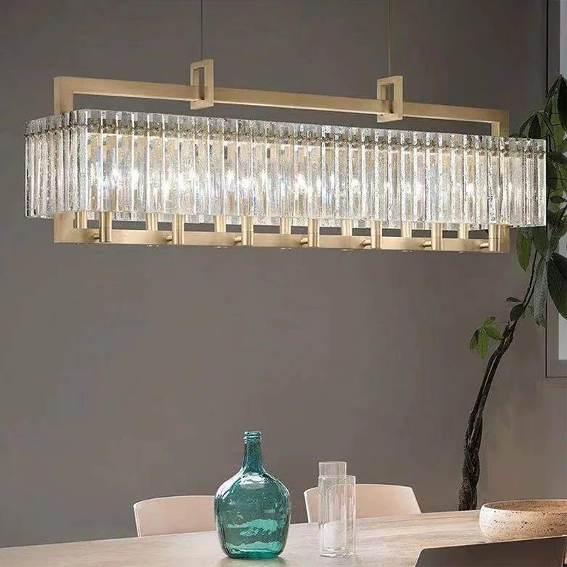 Springletile 2022 home dining ceiling led pendant light pendant luxury crystal rectangular chandelier modern
