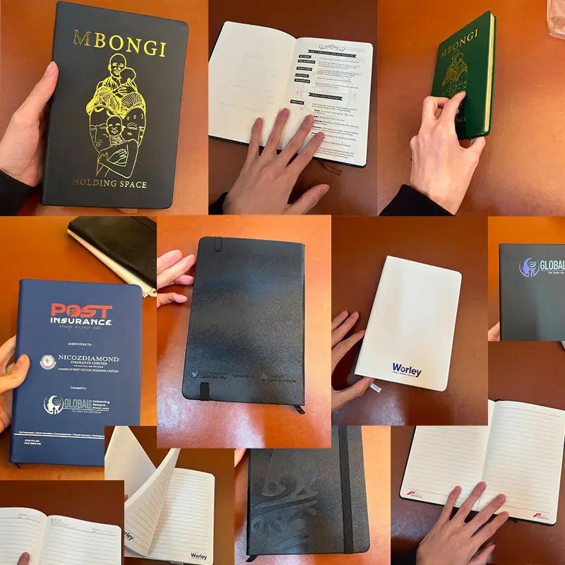 Personalised Logo A4 A5 A6 Note Book Custom Print Paper Leather Linen Hardcover Journal Notebook