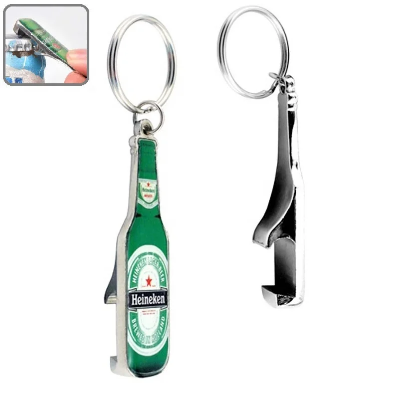 Beer Bottle Opener Wholesale Custom Promotion Zinc Beer Bottle Shape Bottle Opener Keychain