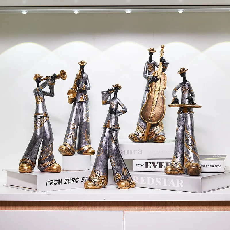 Creative Retro Band Group Music Figures Decoration Ornaments For Living Room Luxury Musical Resin Crafts