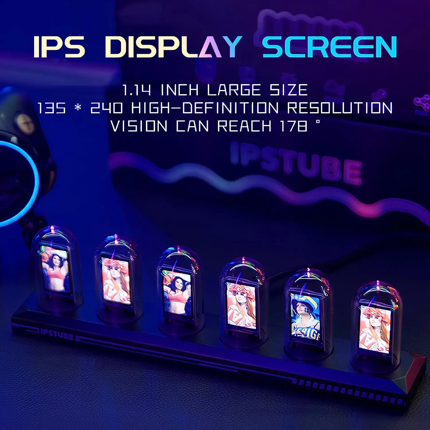 APP Control Mini DIY Custom Digital Photo Frame Clock Creative Gift Computer Desktop Decoration Night Light IPS Nixie Tube