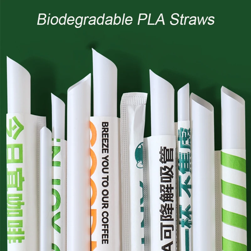 Biodegradable Disposable Black Boba Paper Straws Custom Printed Individually Wrapped Paper Straw With Packaging Bag For Milk Tea