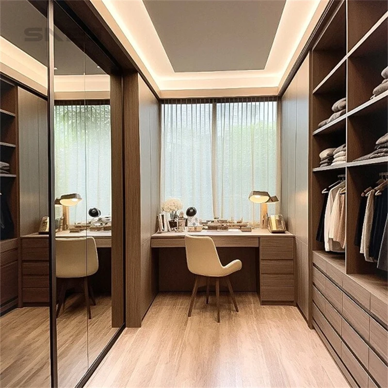 SNEJ Wooden Furniture Wardrobe White Customized Wholesale Open Wardrobe for Hotel Room Modern Style Wardrobe for Bedroom