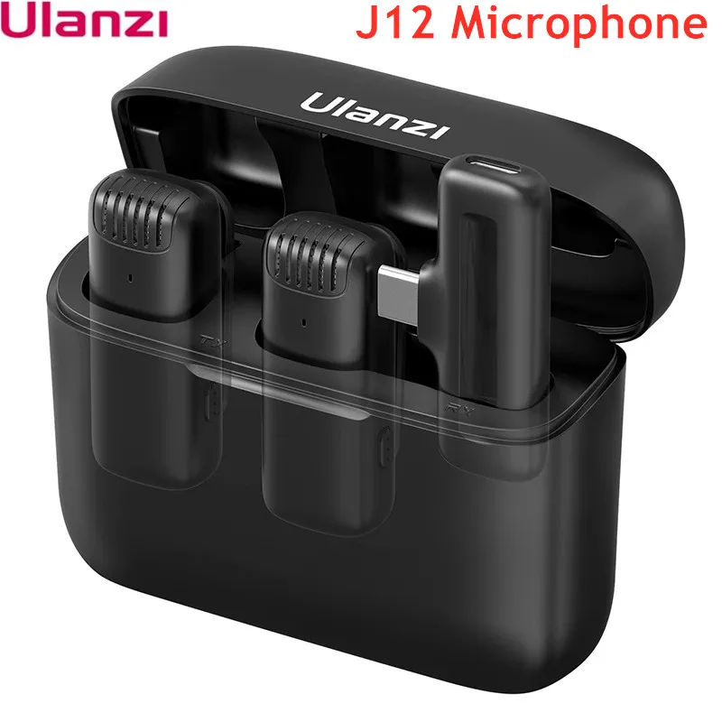 Ulanzi J12 Wireless Lavalier Microphone System Charging Box for Smartphone IOS Android system phone Vlogger video