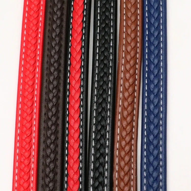 REAL BEST flat leather cord flat braided string for bracelets braided flat leather strips for bracelets making bracelet cord