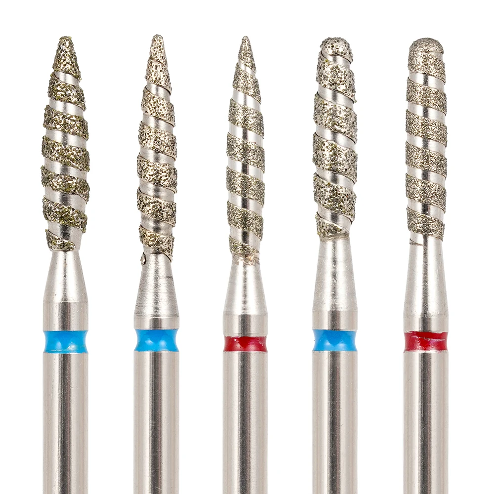 Hot Selling Flame Diamond Nail Drill Bits Custom Logo Milling Cutter Rotary Burr Nail Drill Accessories Spiral Nail Mills