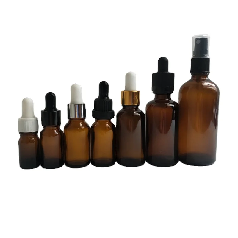 5ml 10ml 15ml 20ml 30ml 50ml 100ml Amber empty essential oil glass bottle  childproof dropper cap for e liquid glass bottle
