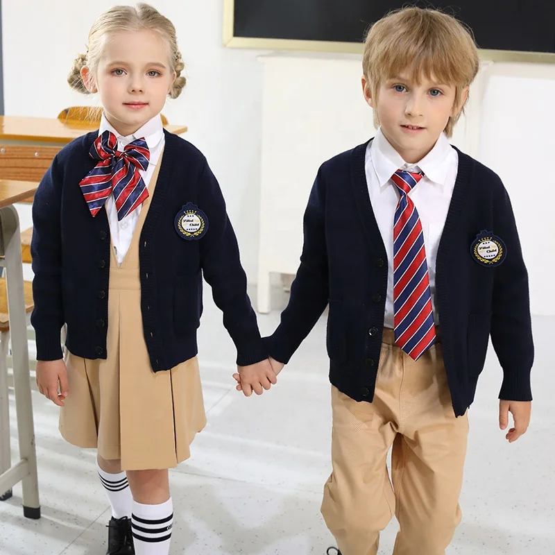 12 years factory directly sell high end quality and good fitting school cardigan uniform set