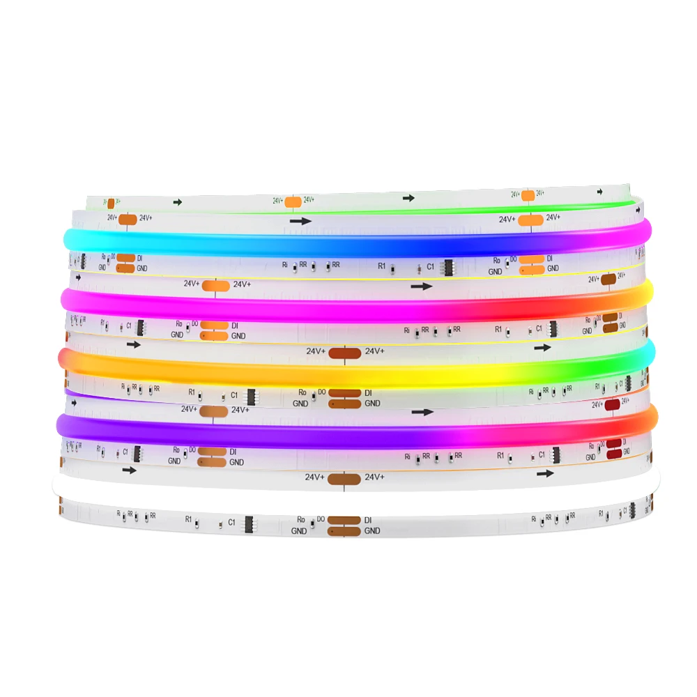 BTF-Lighting FCOB SPI RGBW IC LED Light WS2814 Addressable 784 LEDs DC24V Dream Color RGBW Flexible COB Digital Led Pixel Strip